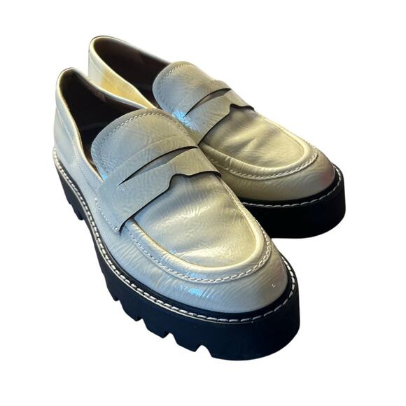 Franco Sarto Balin White Patent Leather Platform Lug Sole Loafers Size 6.5 - Picture 4 of 10